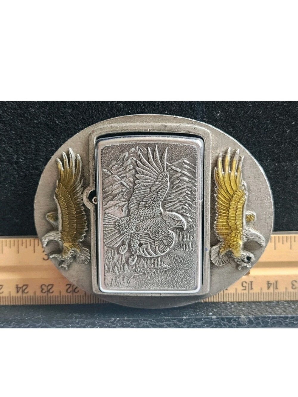 Vintage Siskiyou Eagle Lighter Belt Buckle New Zippo Installed Eagle Themed